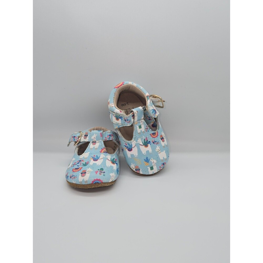MONKEY FEET Baby Shoes 3-6 Months Leather Llama Theme